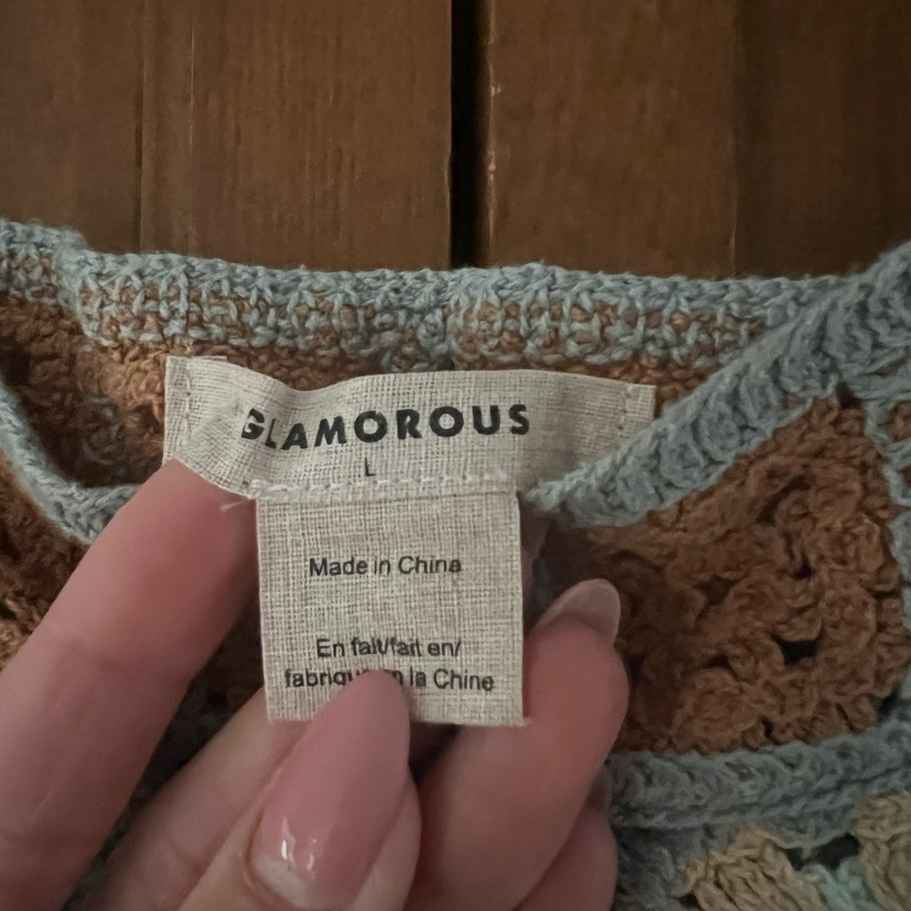 Glamorous Multicolor Crochet Crop Top-Size Large - Picture 2 of 4